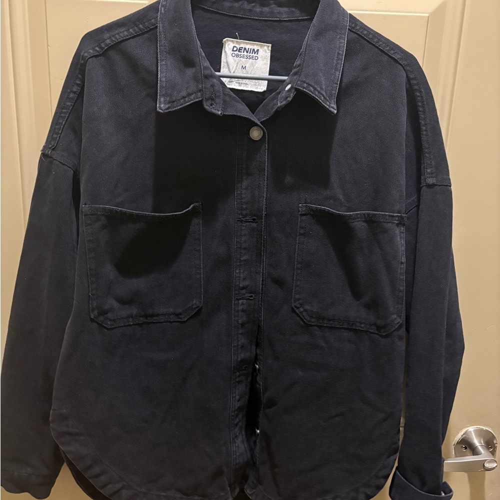 Denim Oversized Black Jacket